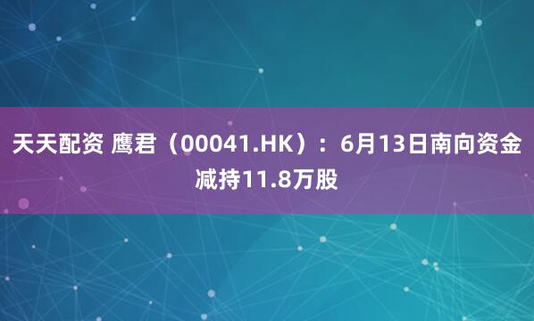 天天配资 鹰君（00041.HK）：6月13日南向资金减持11.8万股