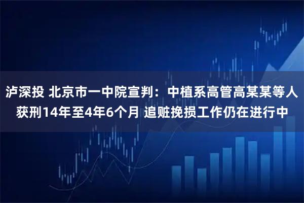 泸深投 北京市一中院宣判：中植系高管高某某等人获刑14年至4年6个月 追赃挽损工作仍在进行中